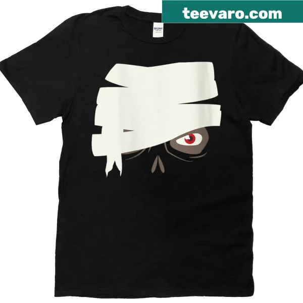 Funny Halloween t-shirt with a scary mummy face illustration