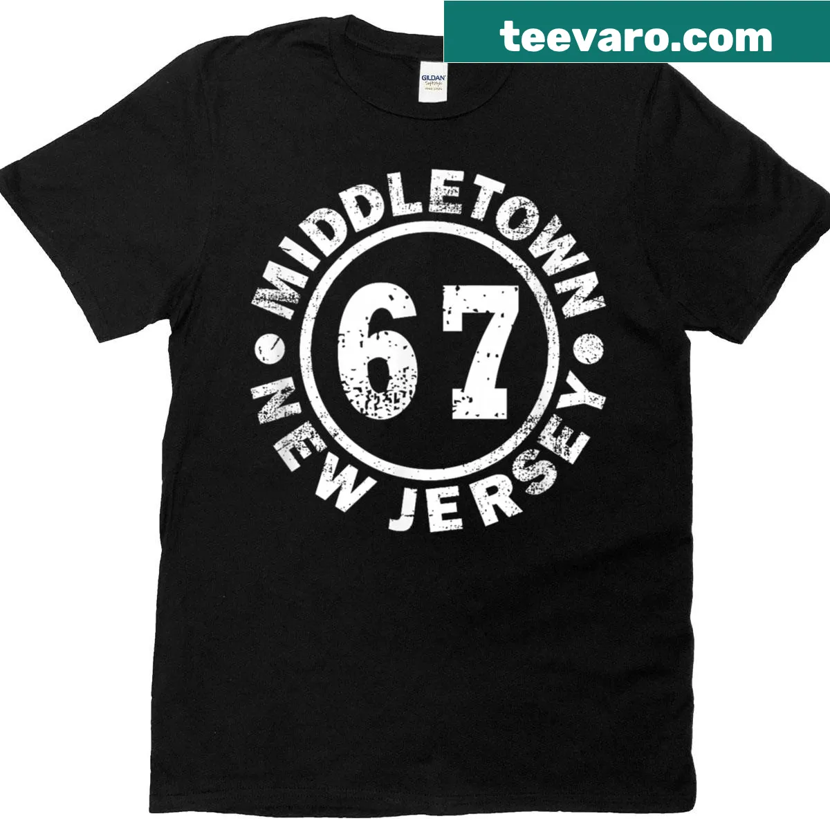 Playful T-shirt design celebrating Middletown NJ meme culture and influencers. — on a men's t-shirt