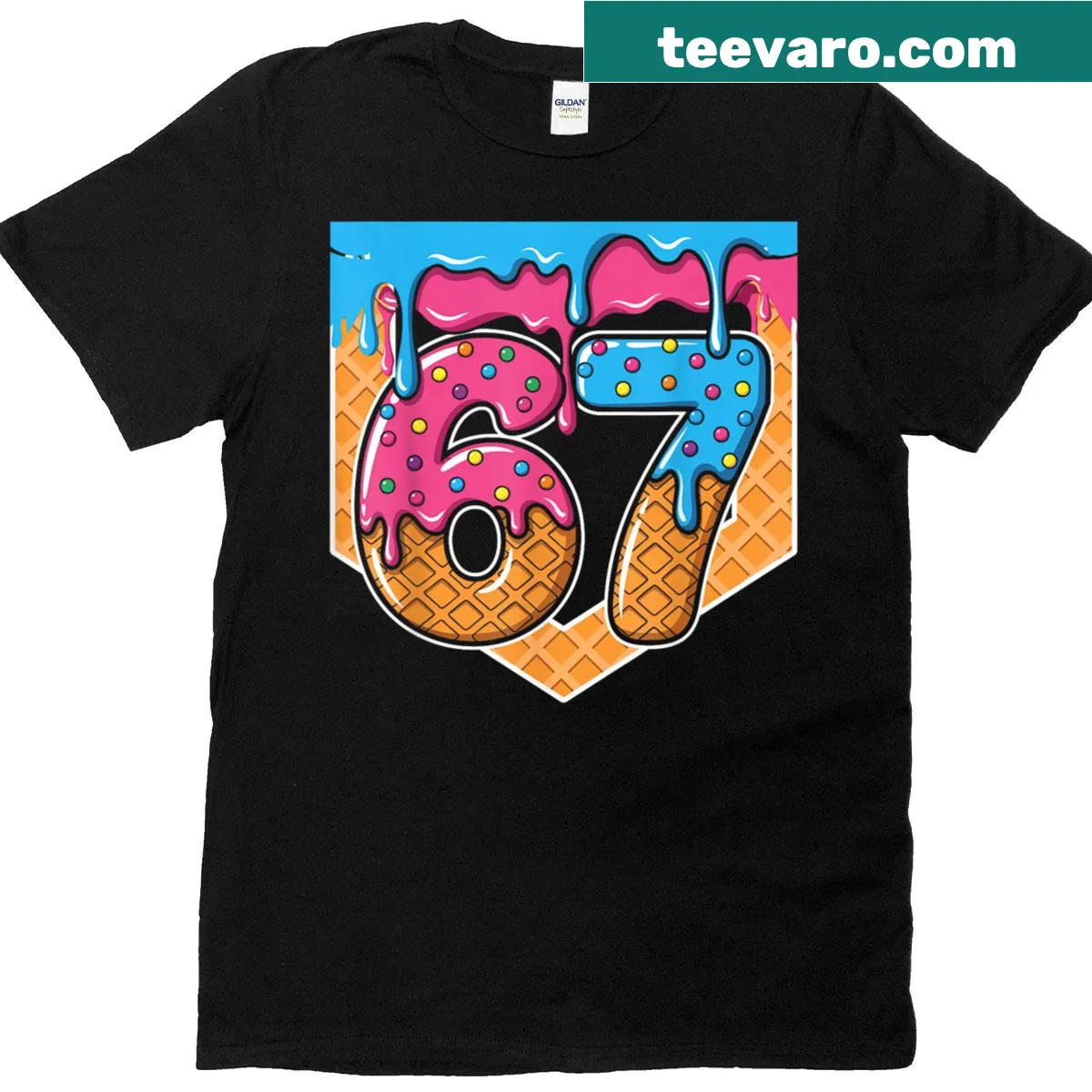 Funny Christian meme t-shirt featuring Jesus and the number '67' — on a men's t-shirt