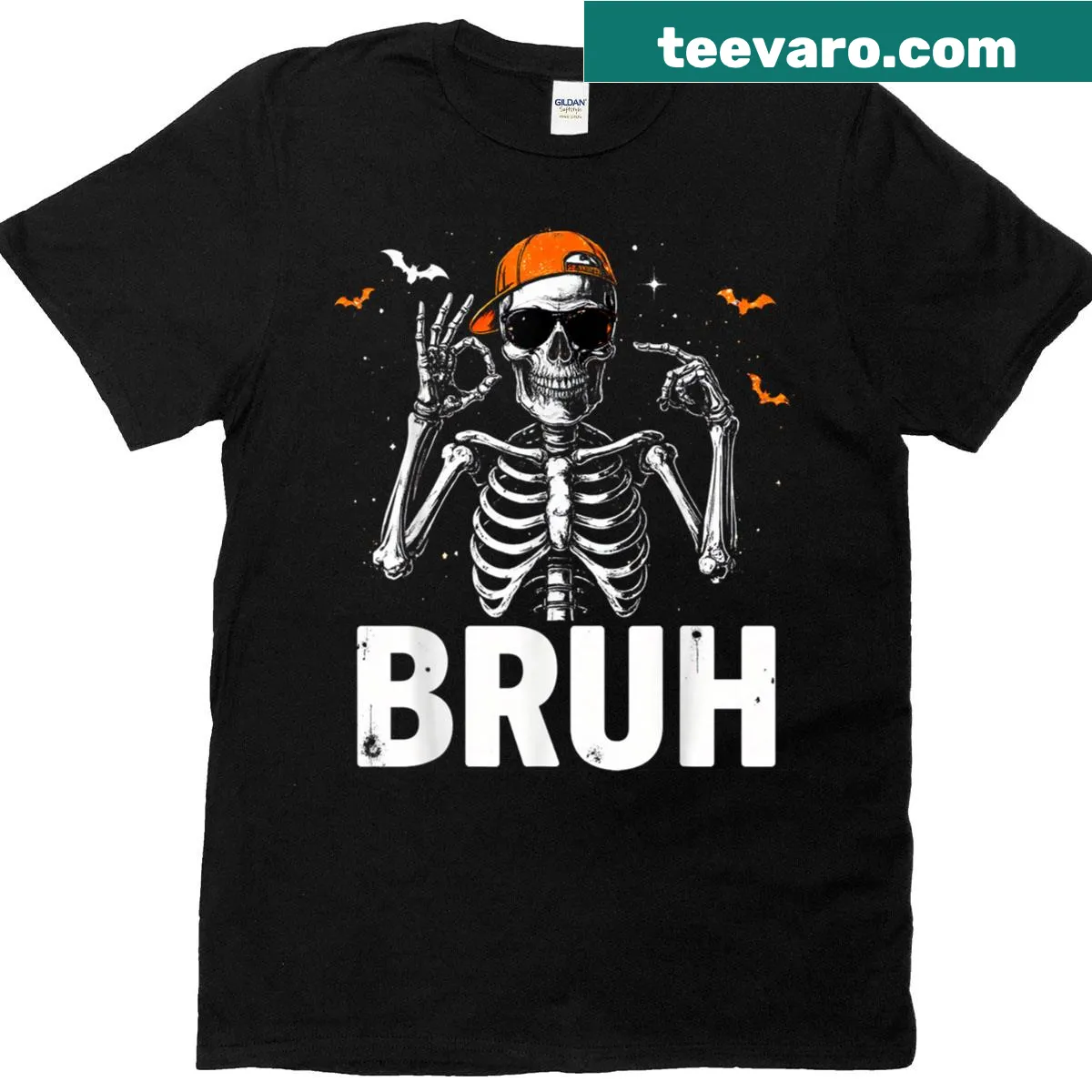 Funny T-shirt featuring skeleton hand design for kids — on a men's t-shirt