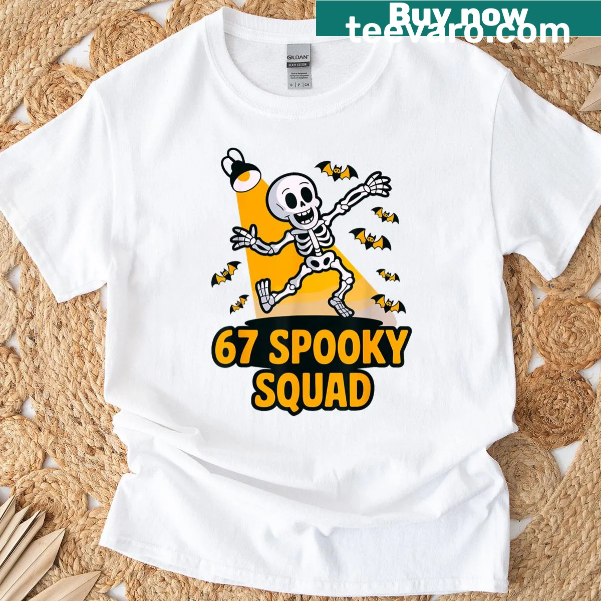 Dancing skeletons cartoon design for Halloween kids T-shirt — on a men's t-shirt