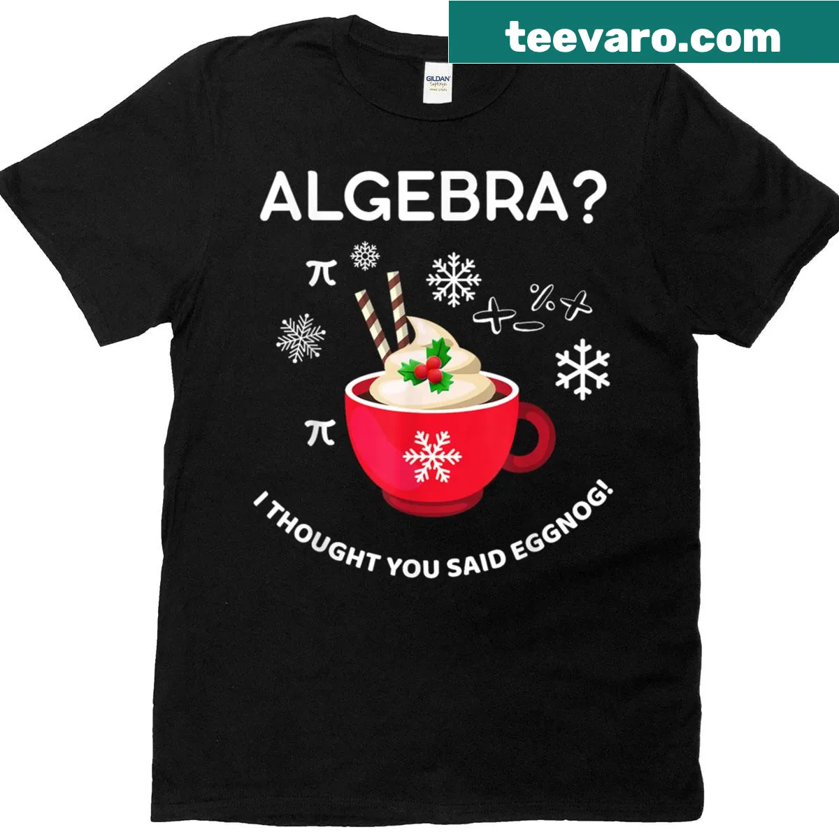 Funny math-themed Christmas T-shirt for teachers — on a men's t-shirt