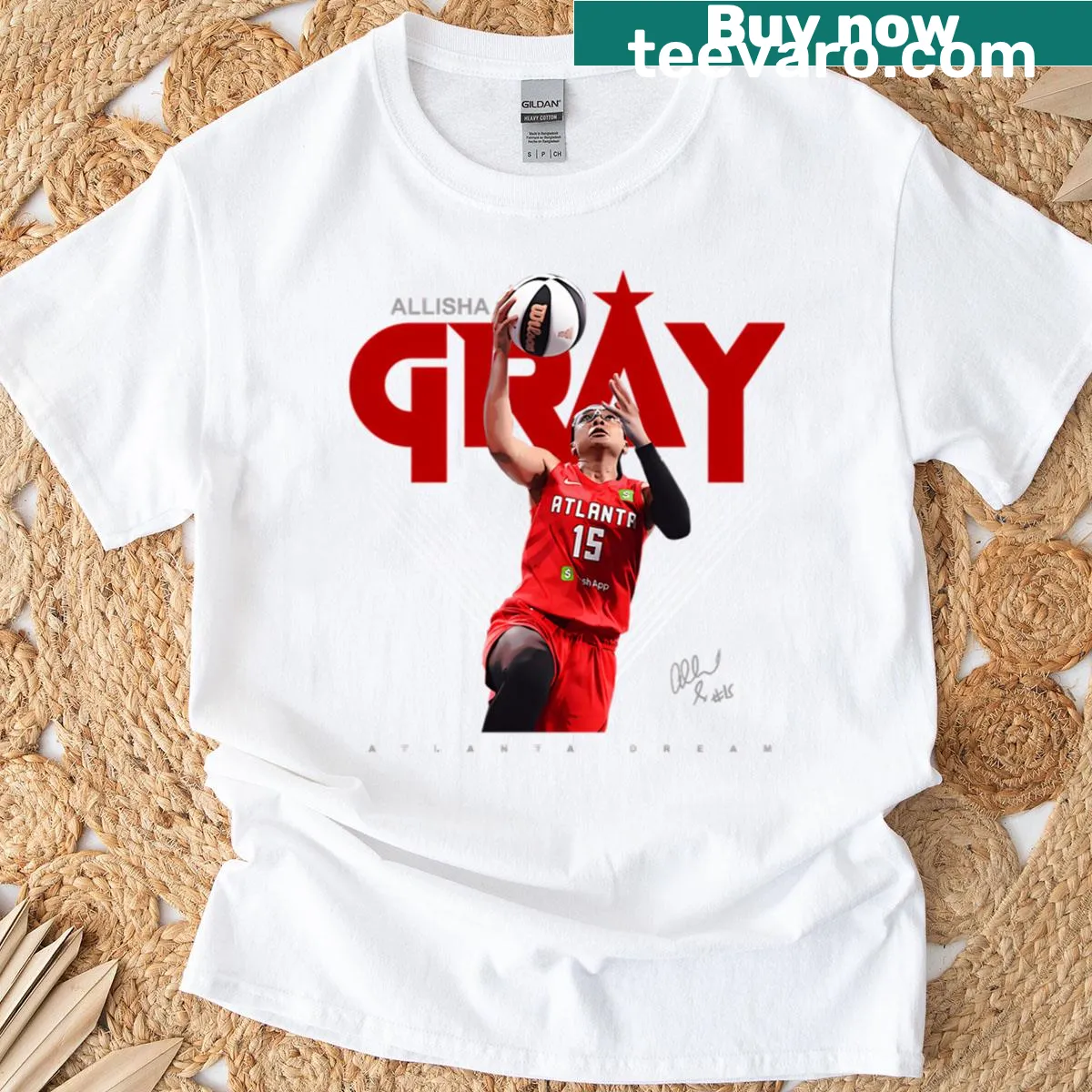 Typography design featuring Allisha Gray and Atlanta Dream — on a men's t-shirt