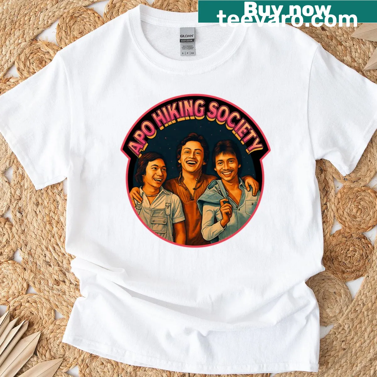 Oversized tee celebrating the Apo Hiking Society with a charming graphic — on a men's t-shirt