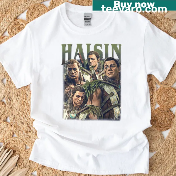Baldurs Gate themed graphic on a casual T-shirt