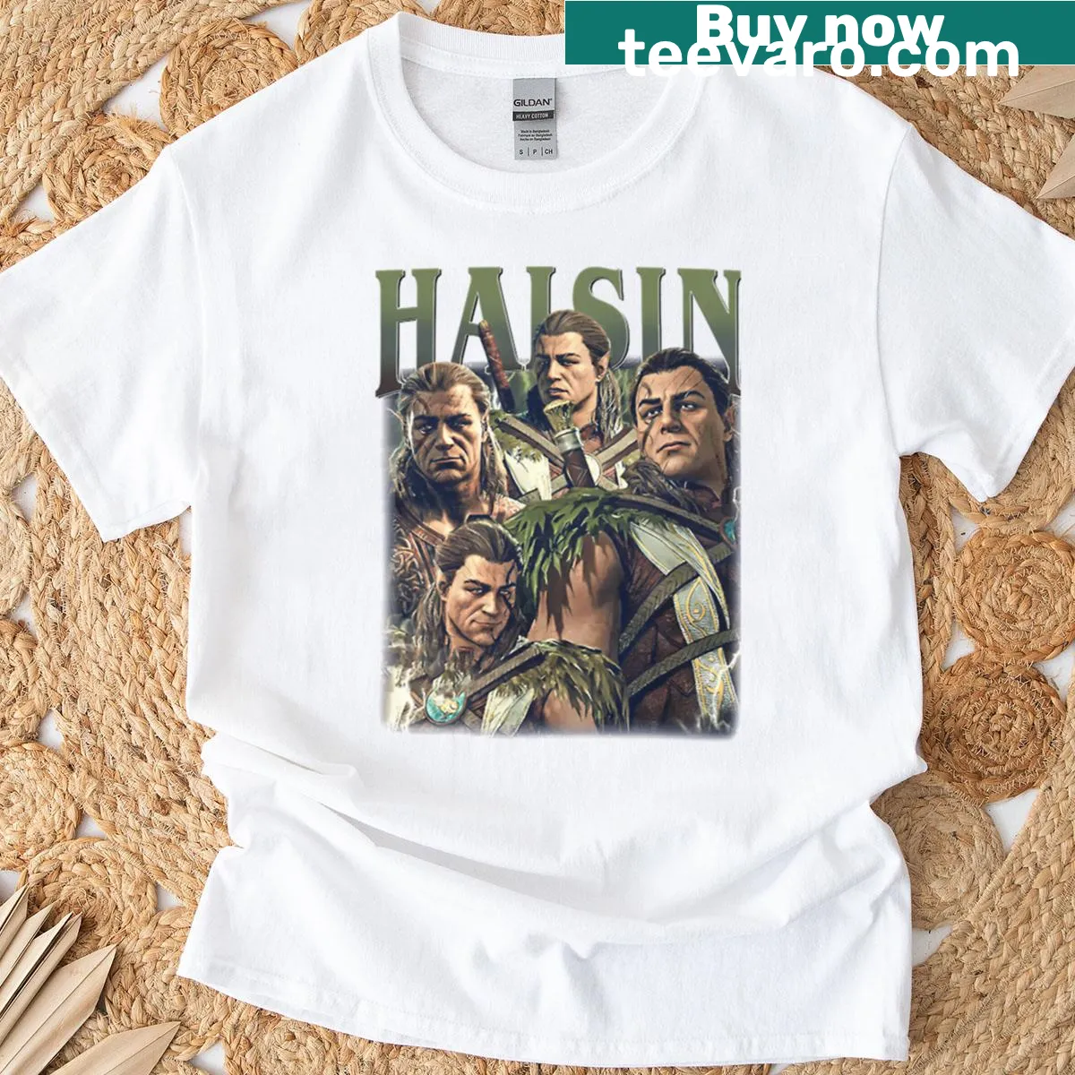 Baldurs Gate themed graphic on a casual T-shirt — on a men's t-shirt