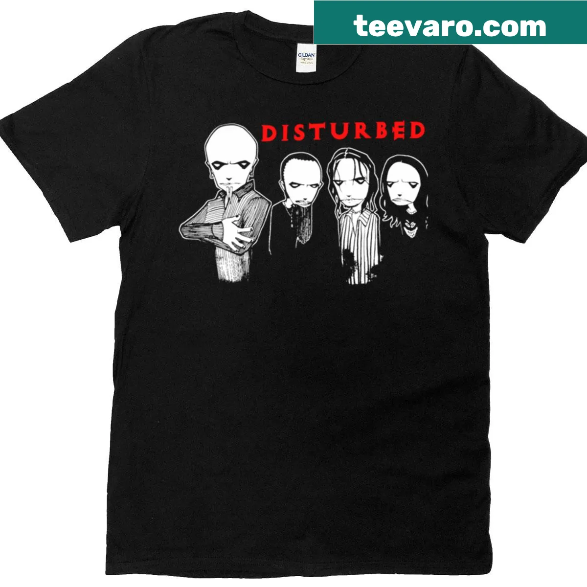 Disturbed band logo graphic T-shirt — on a men's t-shirt