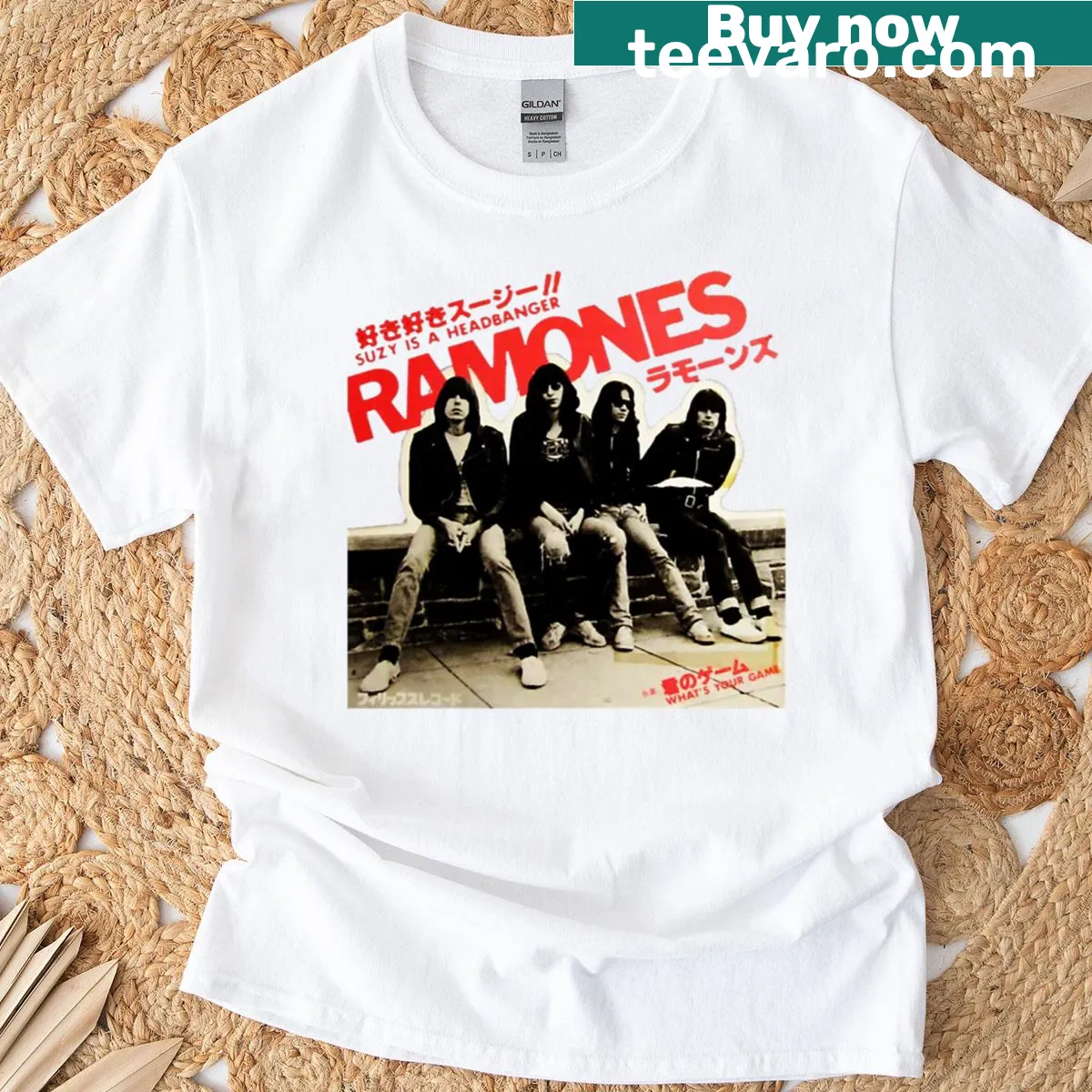 Ramones logo graphic on a casual T-shirt — on a men's t-shirt