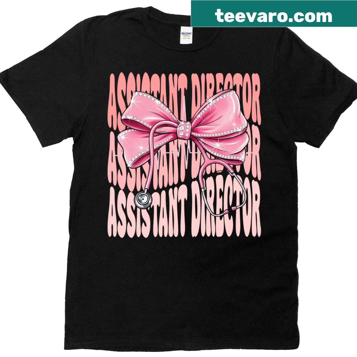 Assistant Director graphic T-shirt for women — on a men's t-shirt