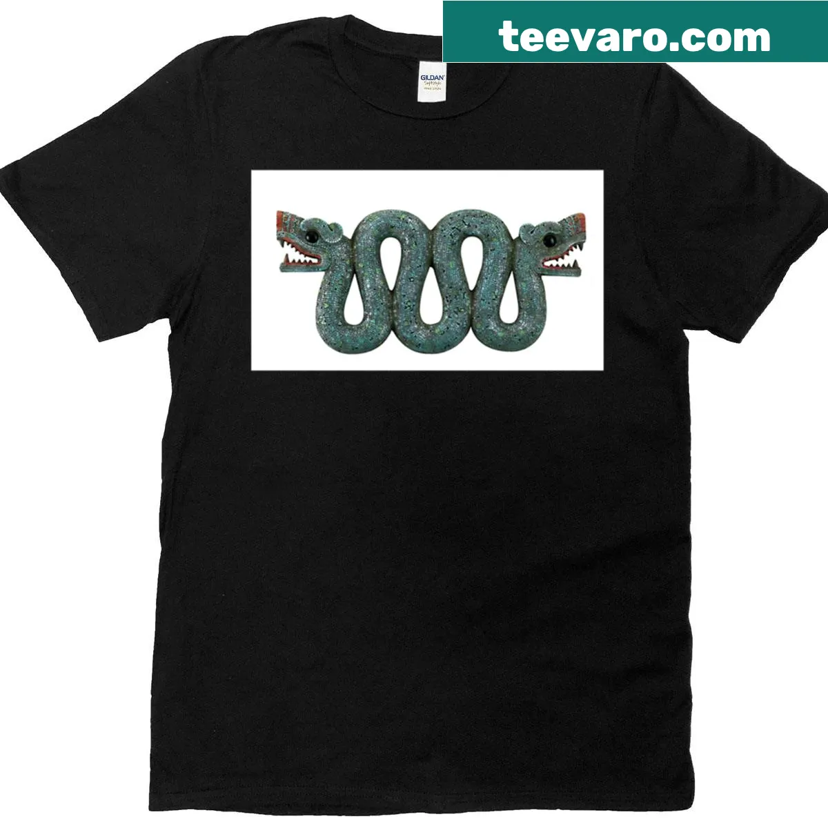 Aztec Double Headed Serpent t-shirt with intricate design — on a men's t-shirt