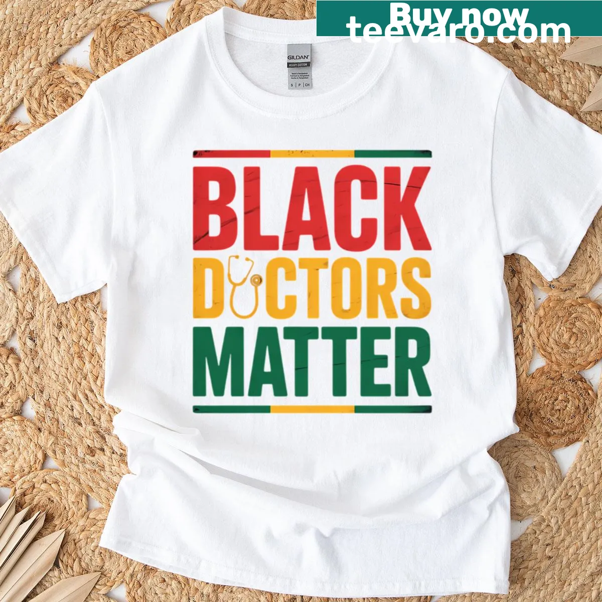 Typography t-shirt with 'Black Doctors Matter' text — on a men's t-shirt