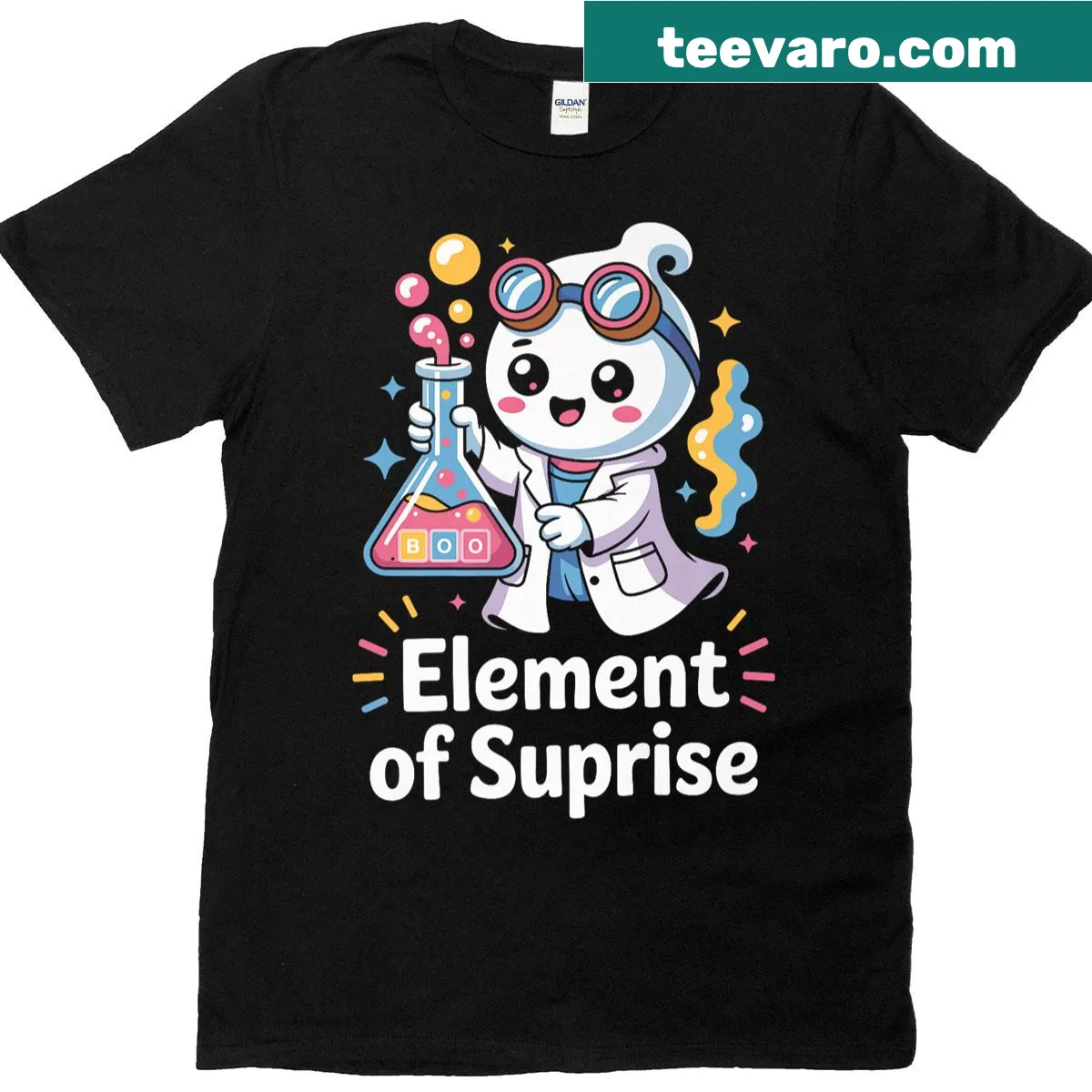 Cute Halloween t-shirt with a chemistry theme — on a men's t-shirt