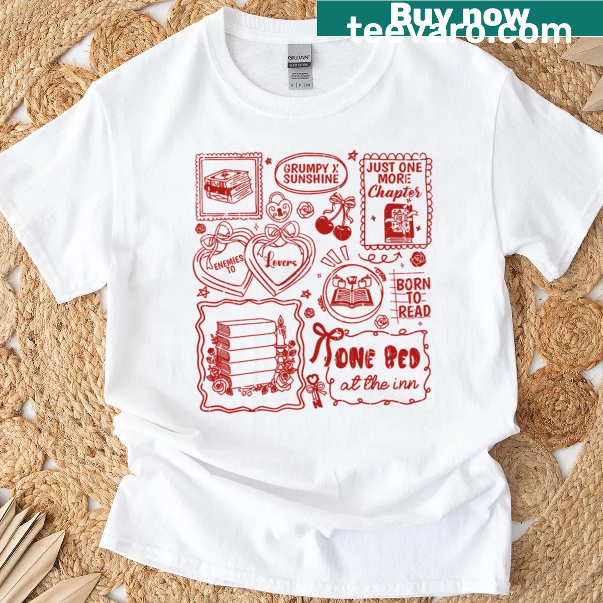T-shirt with typography celebrating bookish romance readers — on a men's t-shirt