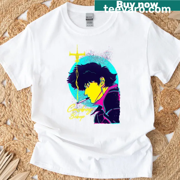 Anime bounty hunter graphic on a casual T-shirt