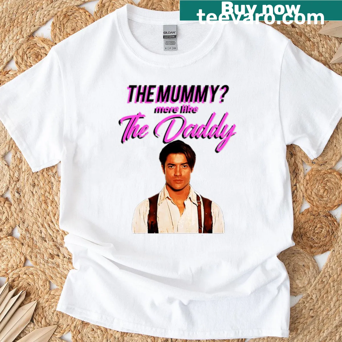 Typography design featuring Brendan Fraser's character from The Mummy — on a men's t-shirt