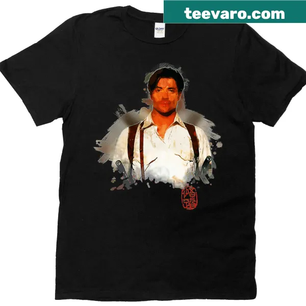 Watercolor illustration of Brendan Fraser on oversized T-shirt