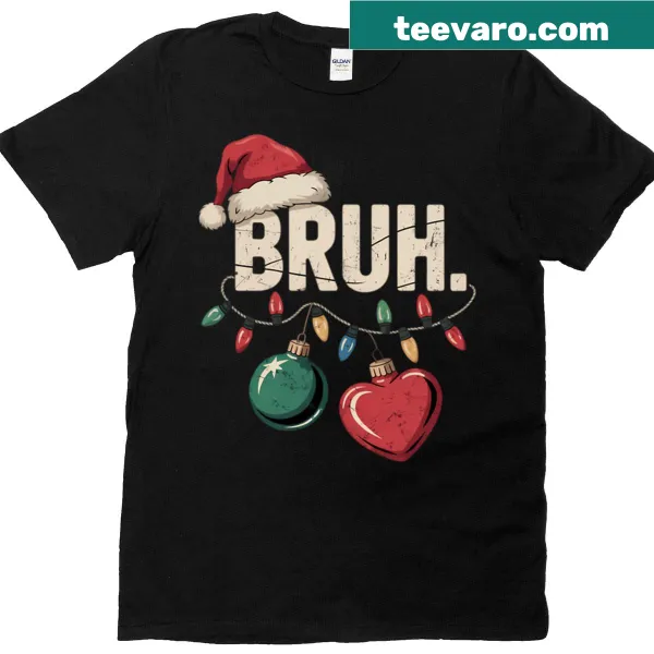 Funny Christmas T-shirt with 'Bruh Merry Christmas' design for kids