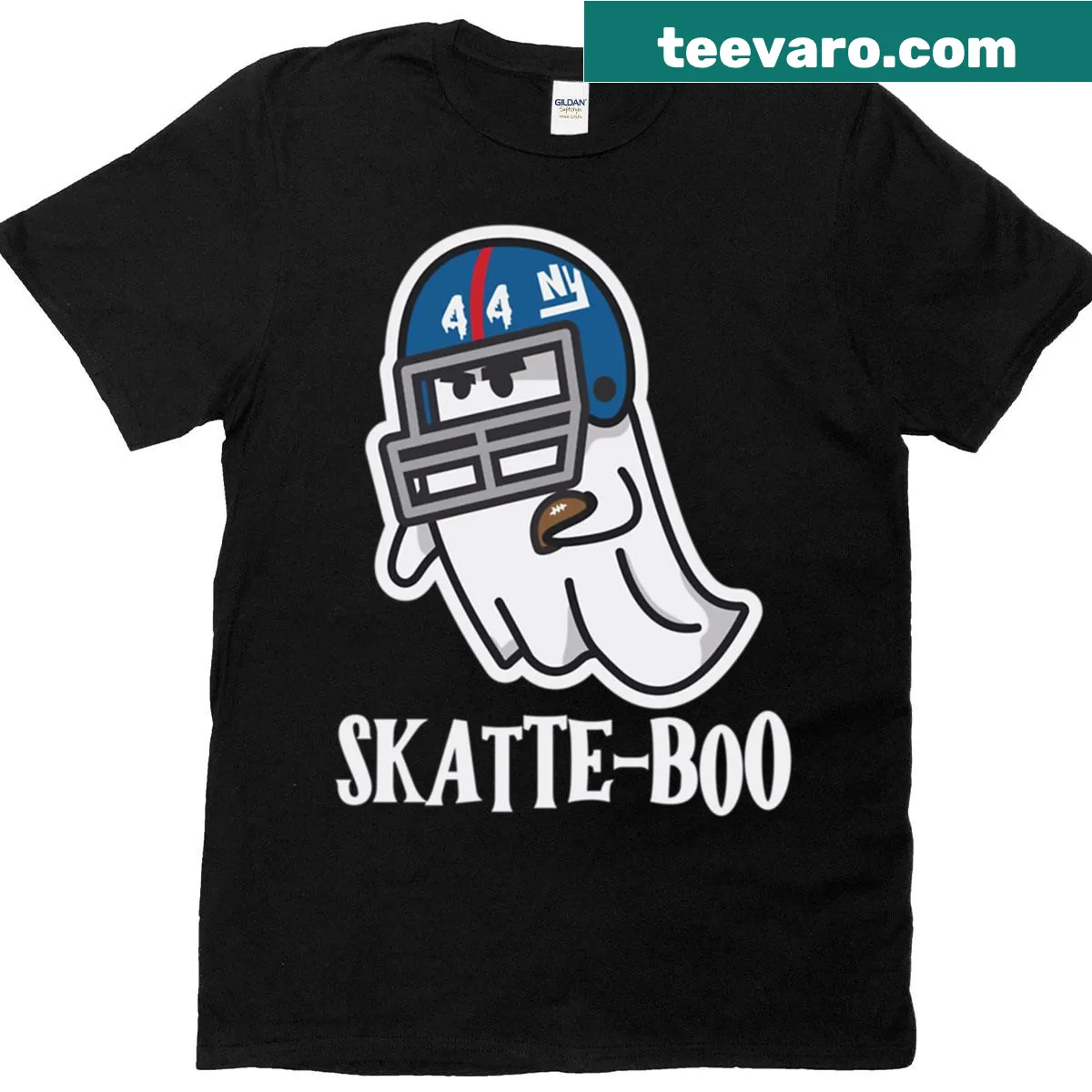 Playful T-shirt featuring the humorous phrase 'Skatte-boo' — on a men's t-shirt