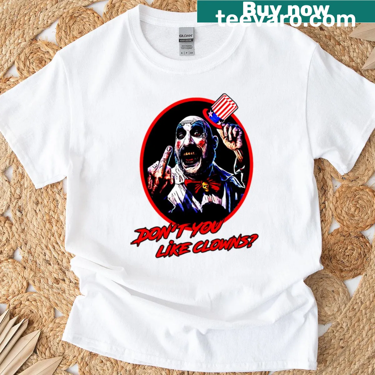 Oversized T-shirt featuring Captain Spaulding from horror movies — on a men's t-shirt