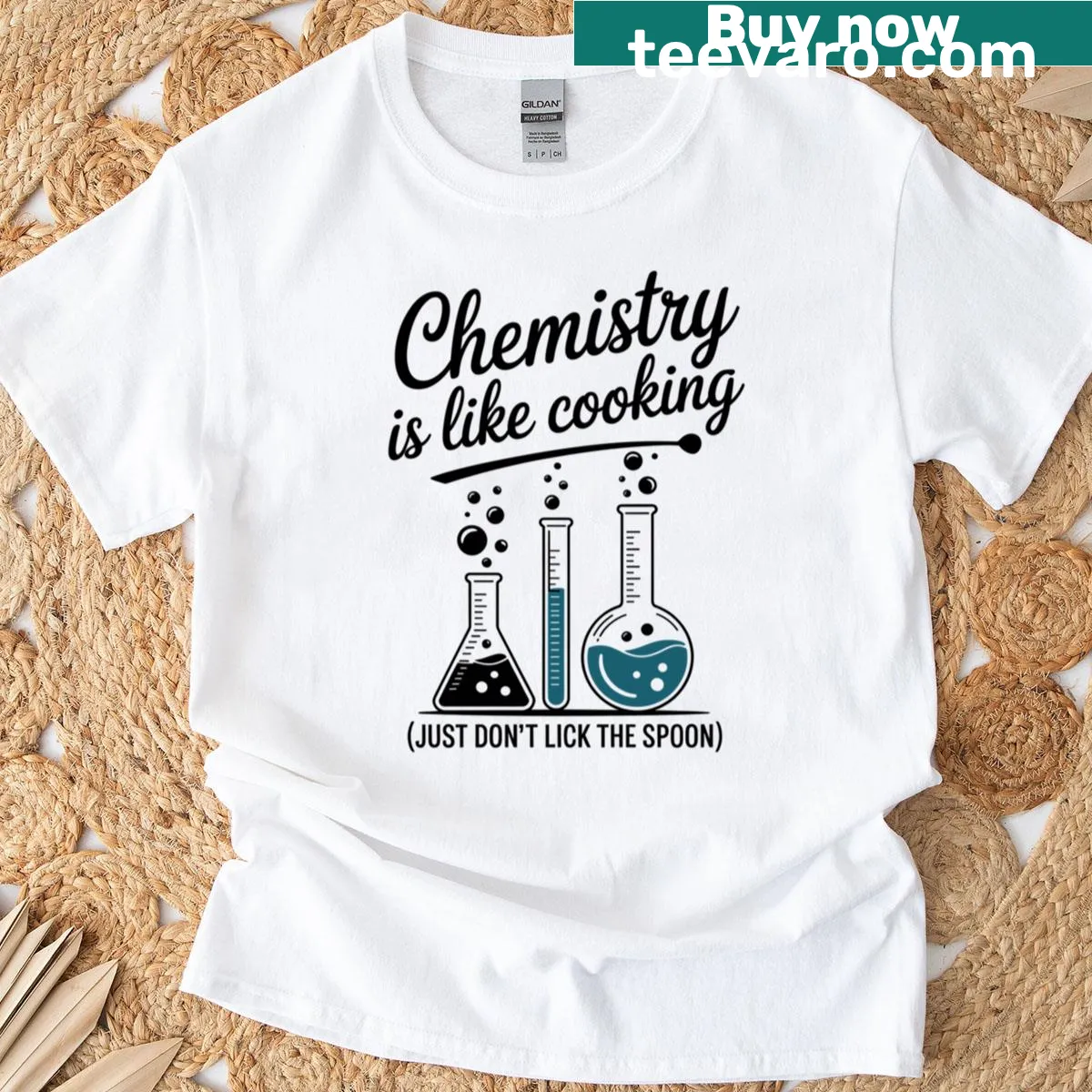 Funny chemistry cooking quote T-shirt — on a men's t-shirt