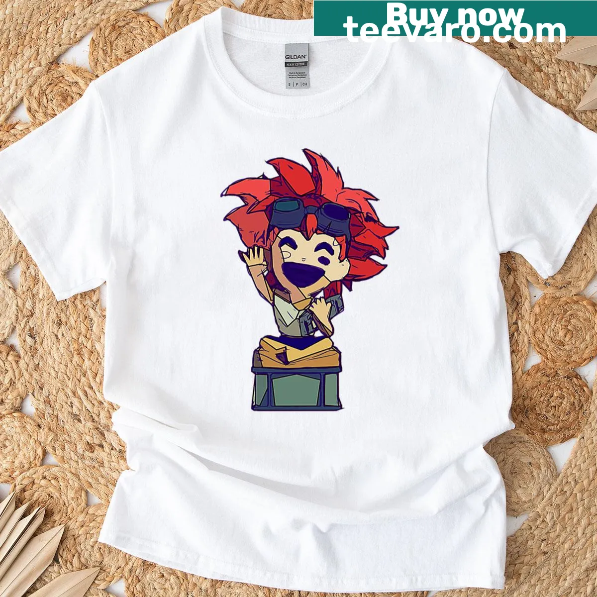 Chibi Ed character from Cowboy Bebop illustrated on a t-shirt — on a men's t-shirt
