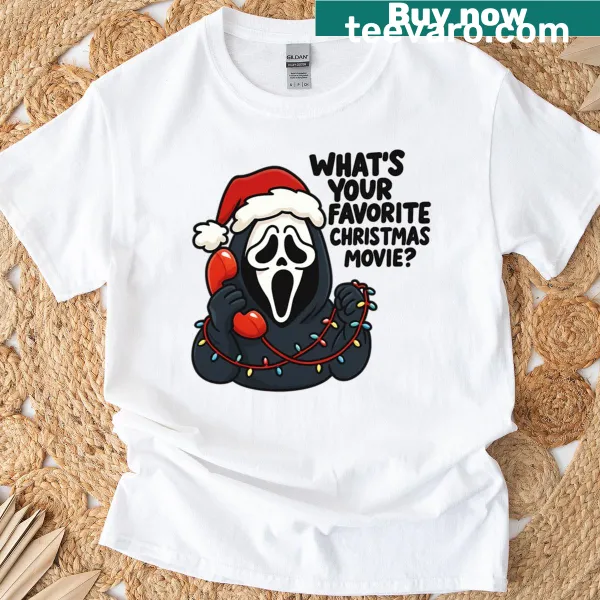 Ghostface horror graphic T-shirt for Christmas
