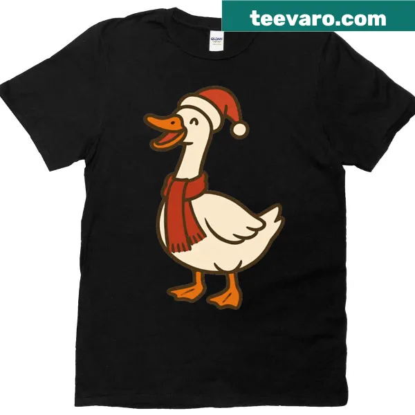Illustration of a festive goose for Christmas on a t-shirt