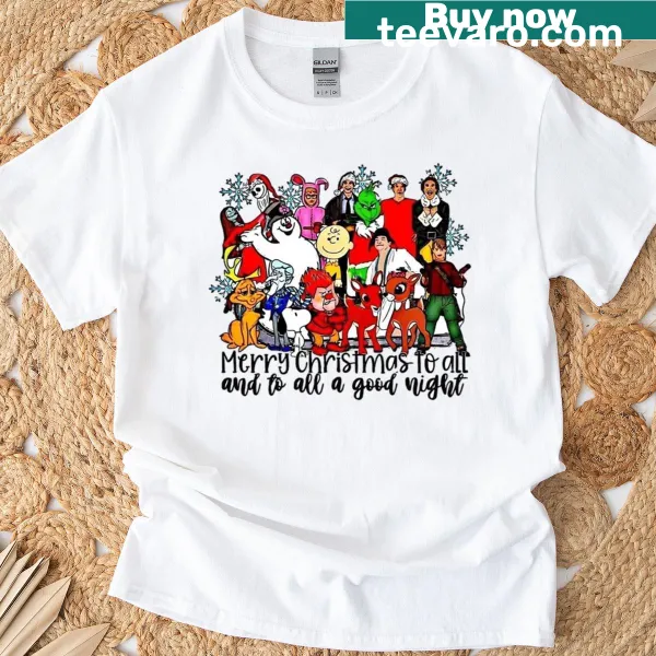 Oversized t-shirt celebrating classic Christmas movies with vintage graphics