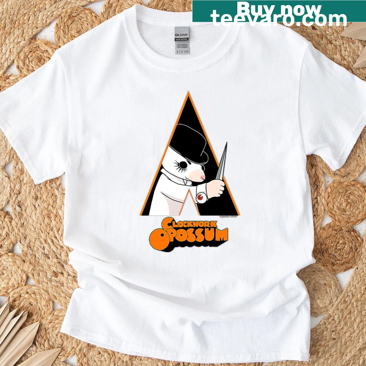 Retro design T-shirt inspired by Clockwork Orange movie — on a men's t-shirt
