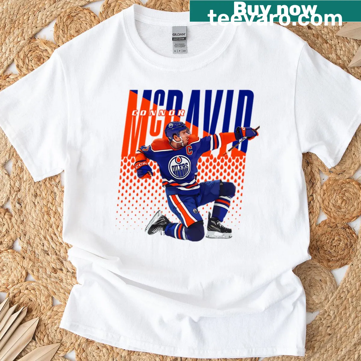 Connor McDavid sports-themed t-shirt featuring his name and number — on a men's t-shirt
