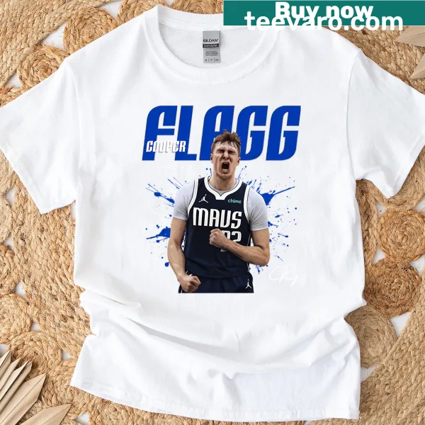 T-shirt featuring the name of basketball star Cooper Flagg
