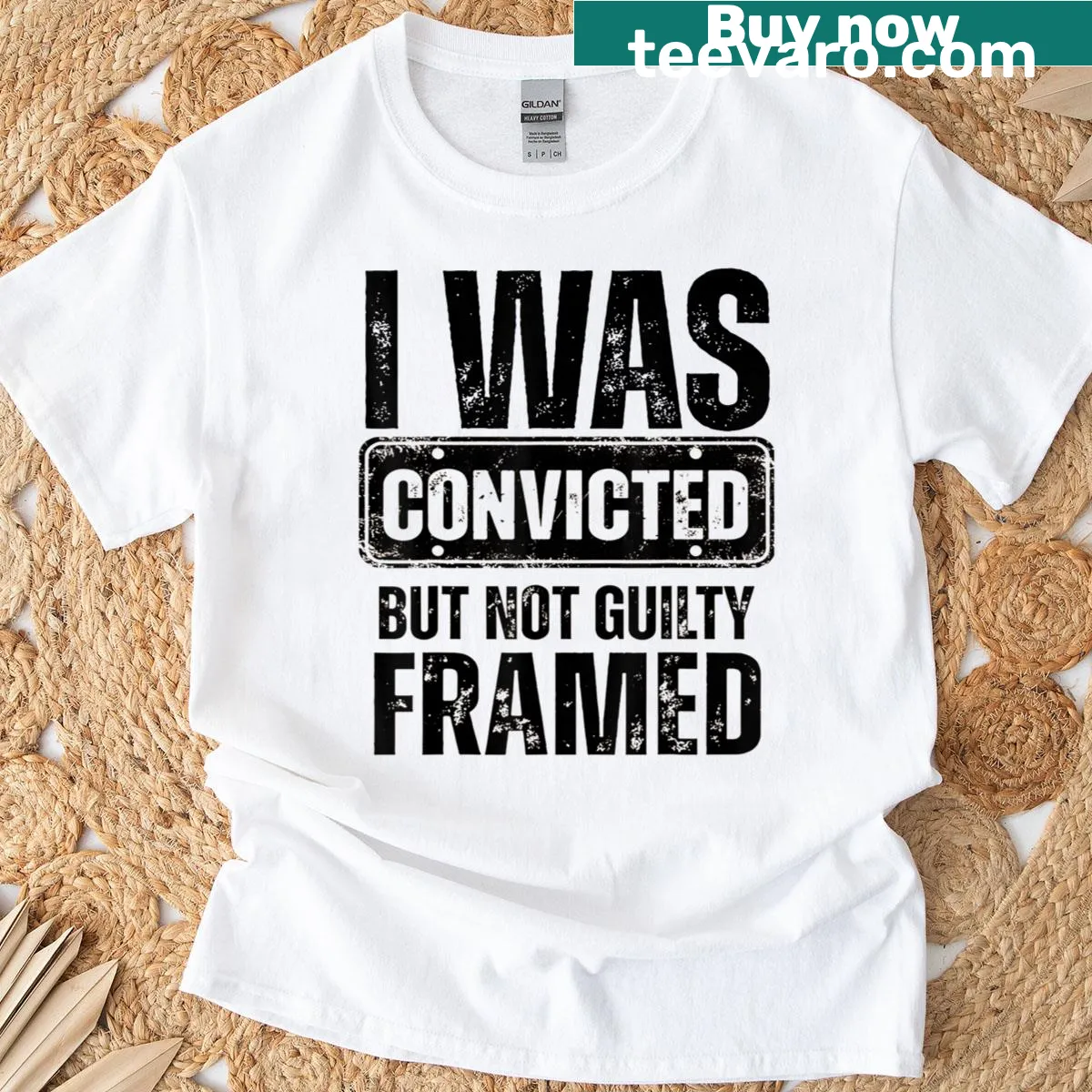 Funny Halloween T-shirt resembling a county jail inmate uniform — on a men's t-shirt