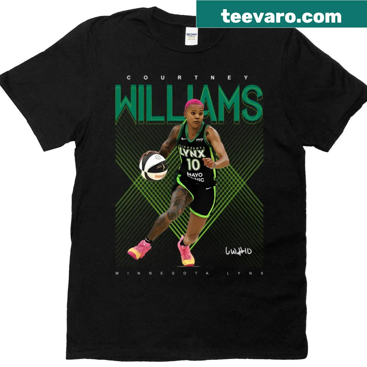 Minnesota Lynx Courtney Williams T-shirt with bold typography — on a men's t-shirt
