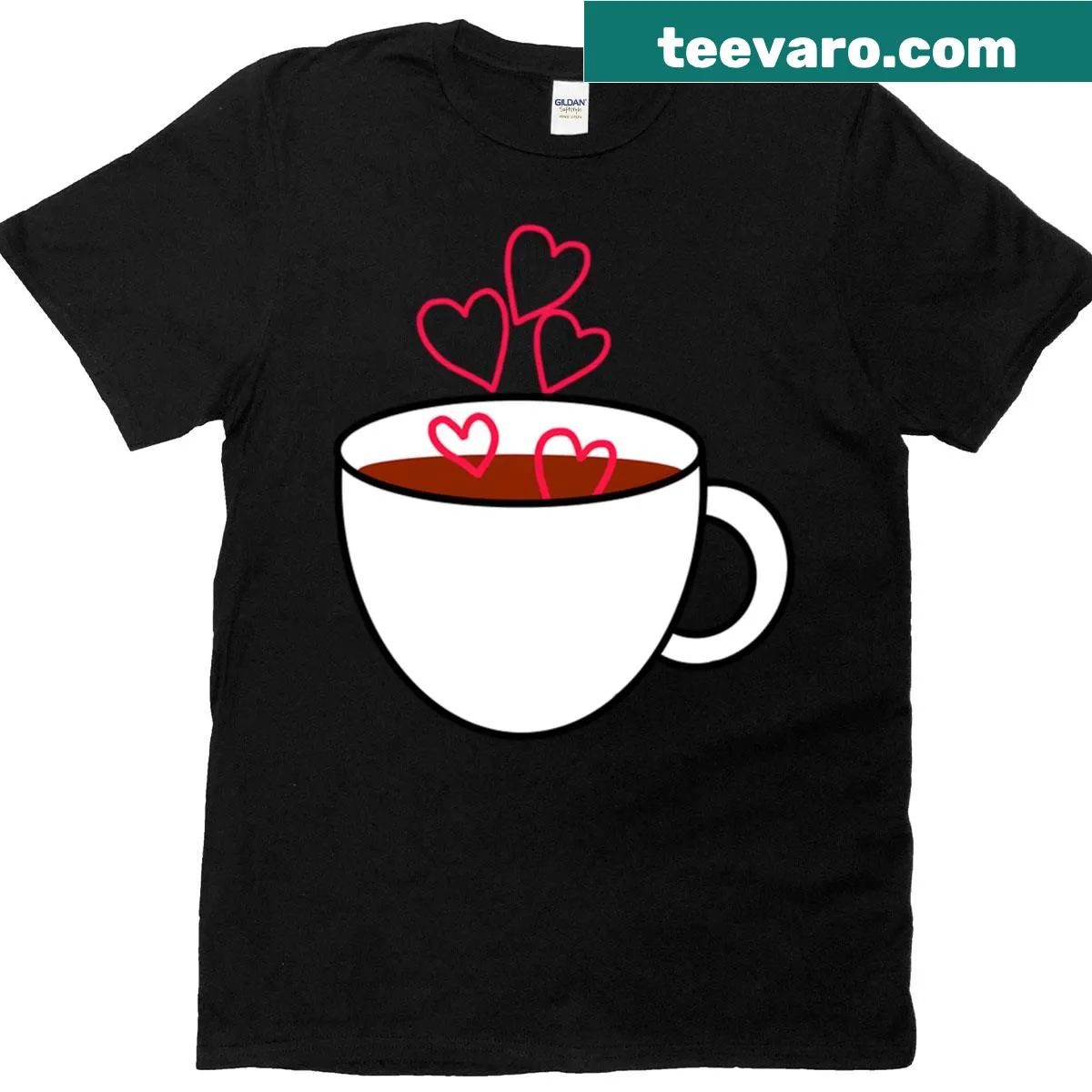 Cup Of Love T-shirt with hand-lettered coffee cup design — on a men's t-shirt