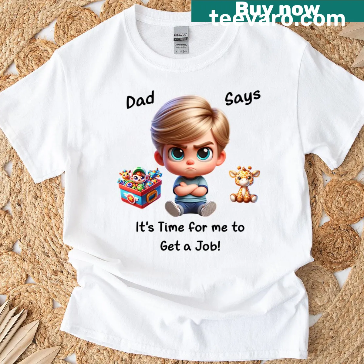 Dad Says T-shirt featuring humorous dad wisdom text — on a men's t-shirt