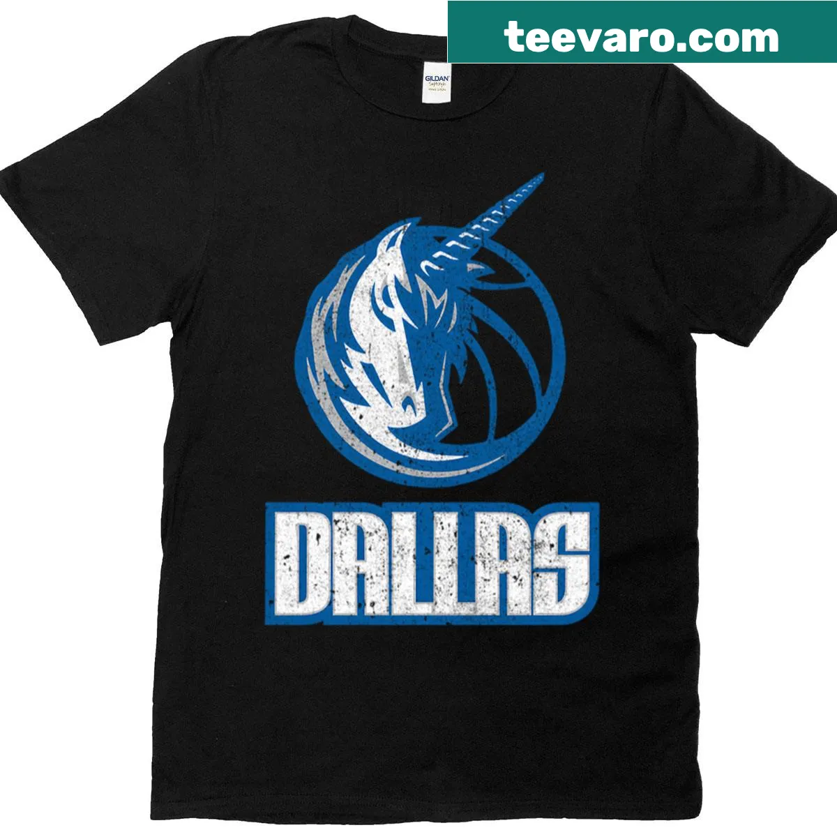 Playful unicorn T-shirt design with a whimsical Texas theme. — on a men's t-shirt