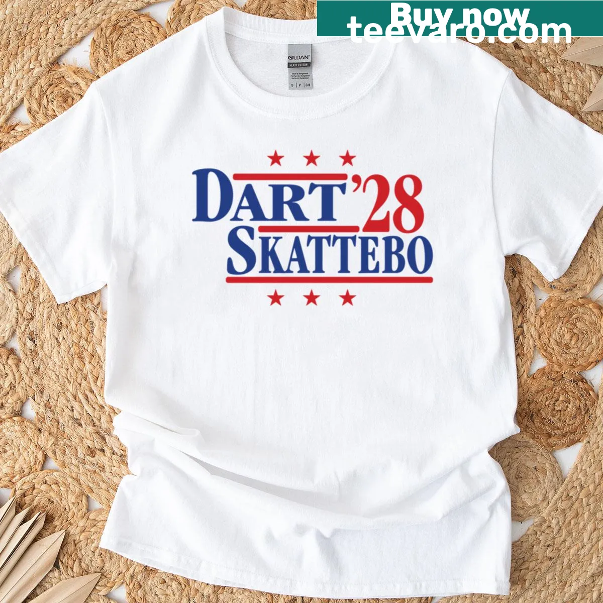 Dart Skattebo 28 T-shirt featuring bold typography — on a men's t-shirt
