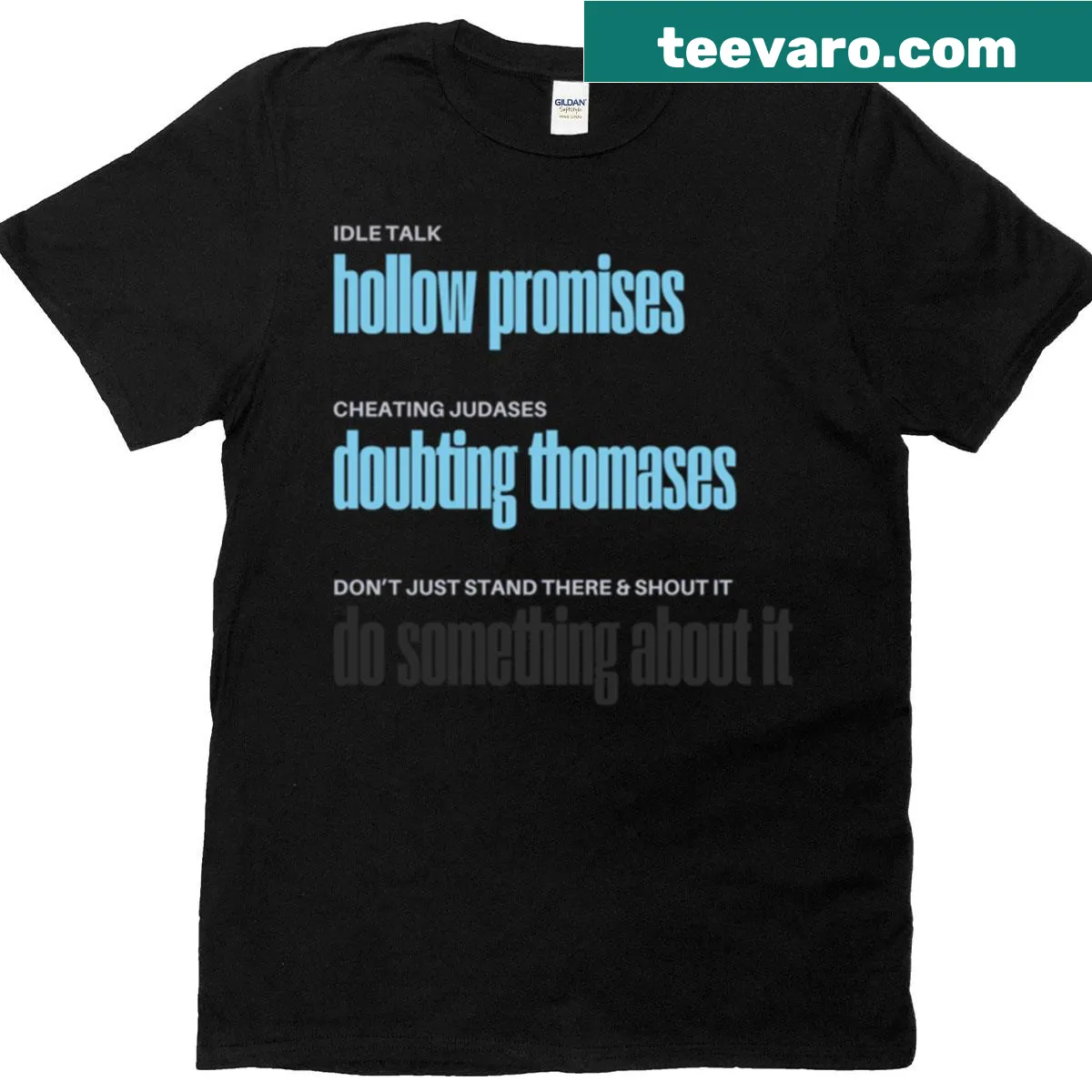 Depeche Mode T-shirt with 'Judas Idle Talk' text in blue and black — on a men's t-shirt