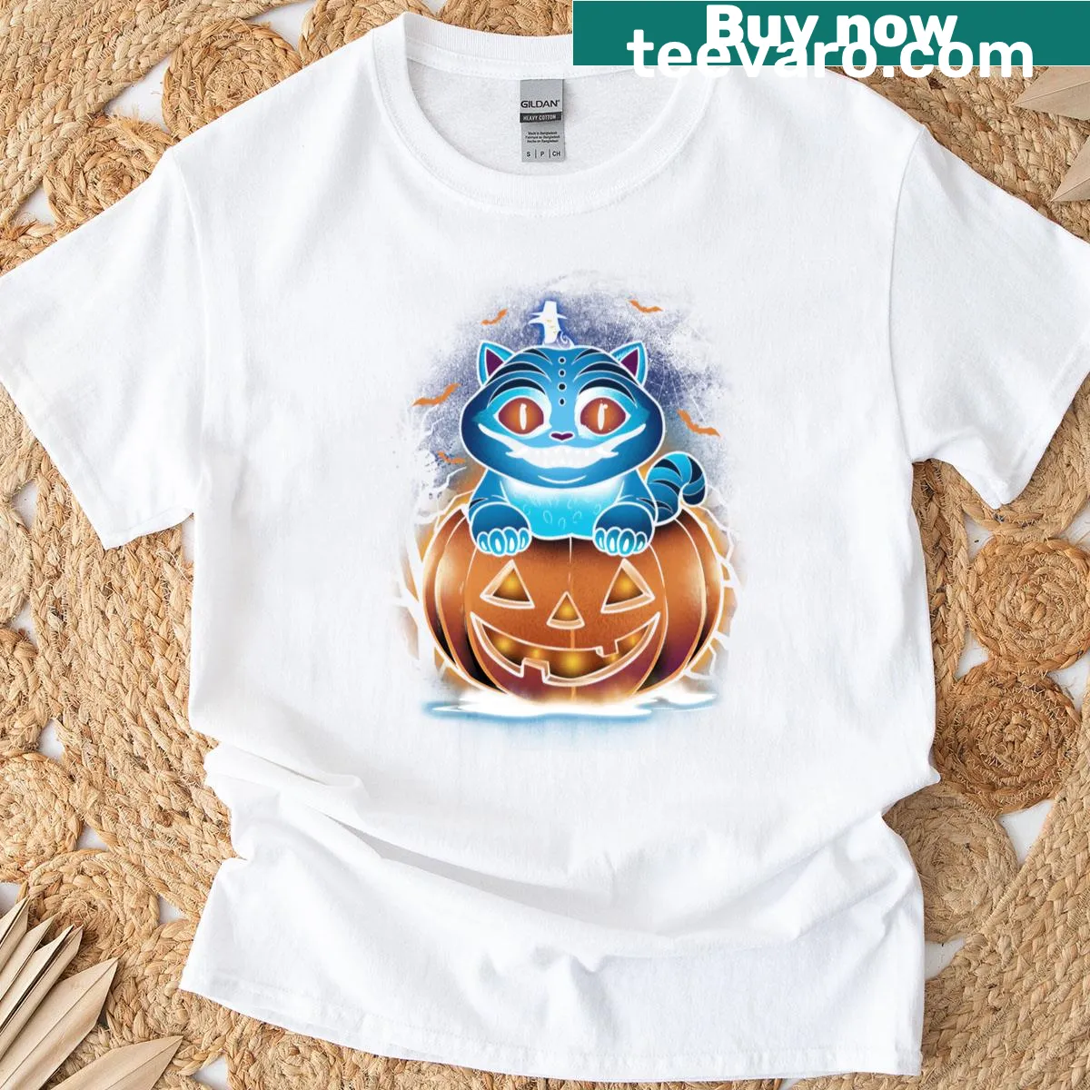 Funny derpy pumpkin graphic for Halloween fun. — on a men's t-shirt