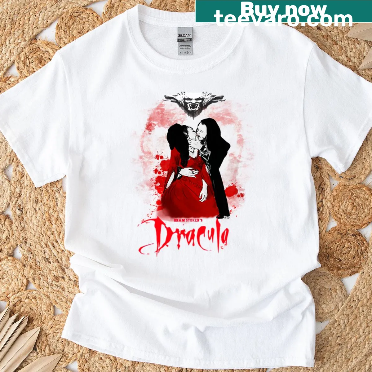 Oversized T-shirt featuring a romantic design inspired by Coppola's Dracula — on a men's t-shirt