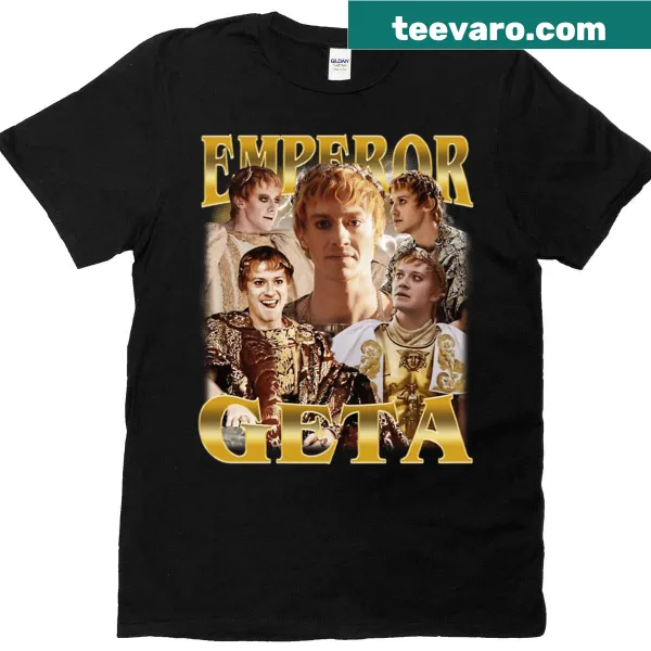 Vintage style T-shirt featuring Emperor Geta with gladiator theme