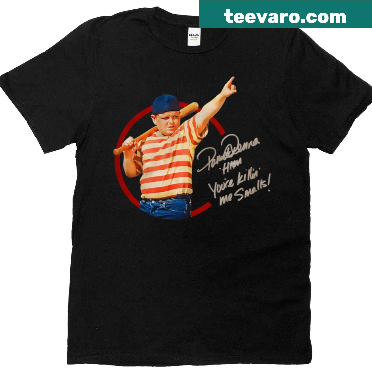 Retro baseball-themed T-shirt inspired by 90s movies for kids — on a men's t-shirt