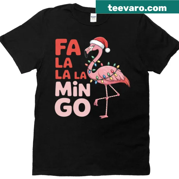 Tropical Christmas tree with flamingo design on a t-shirt