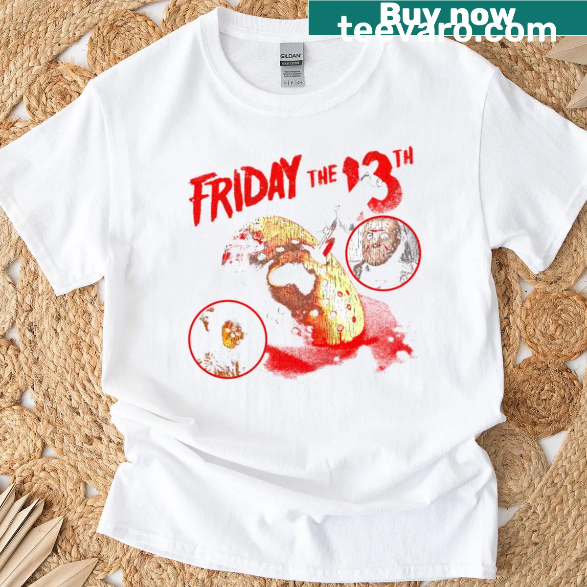 Streetwear T-shirt featuring Friday the 13th horror design — on a men's t-shirt