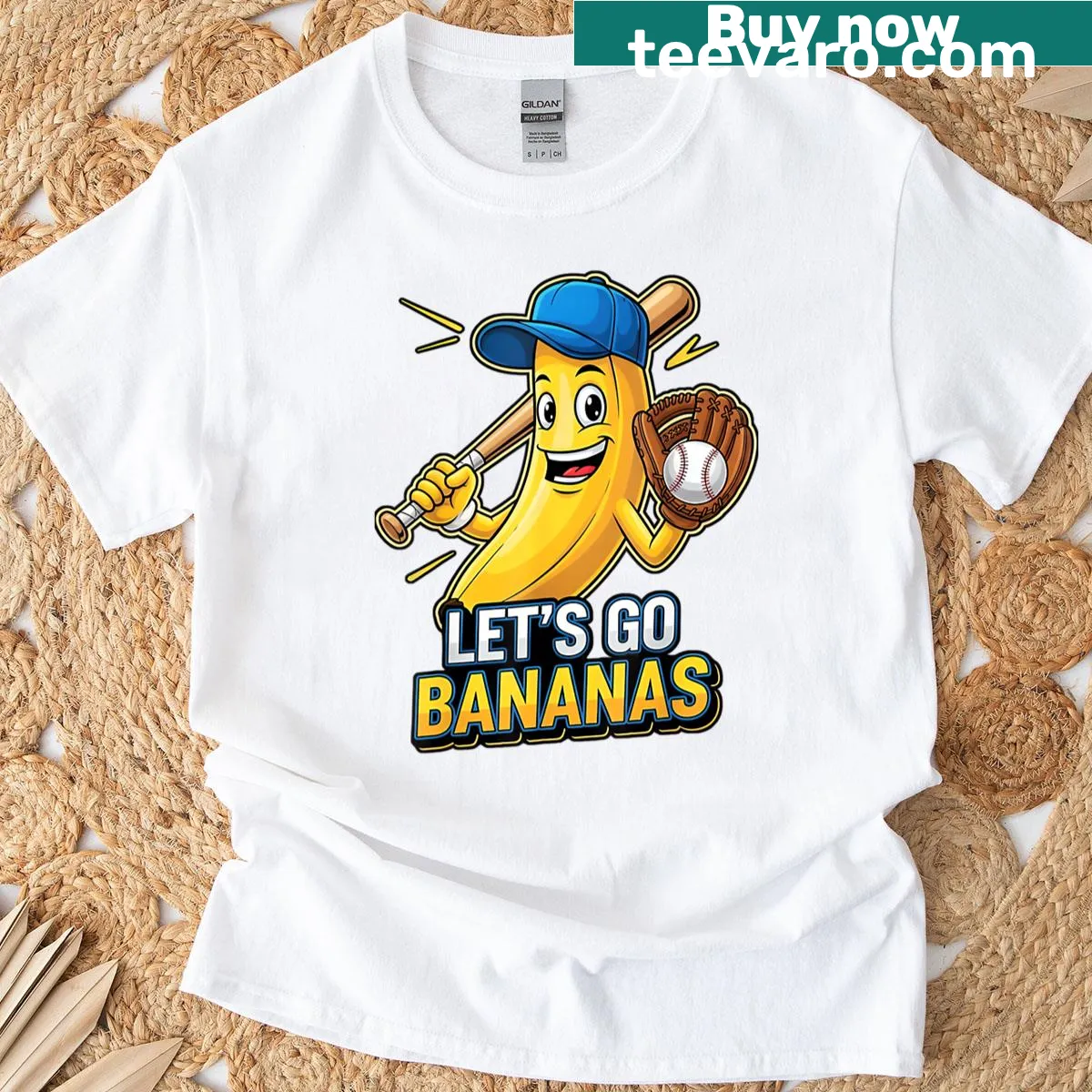 Playful T-shirt for boys with 'Let's Go Bananas' slogan and banana graphic. — on a men's t-shirt