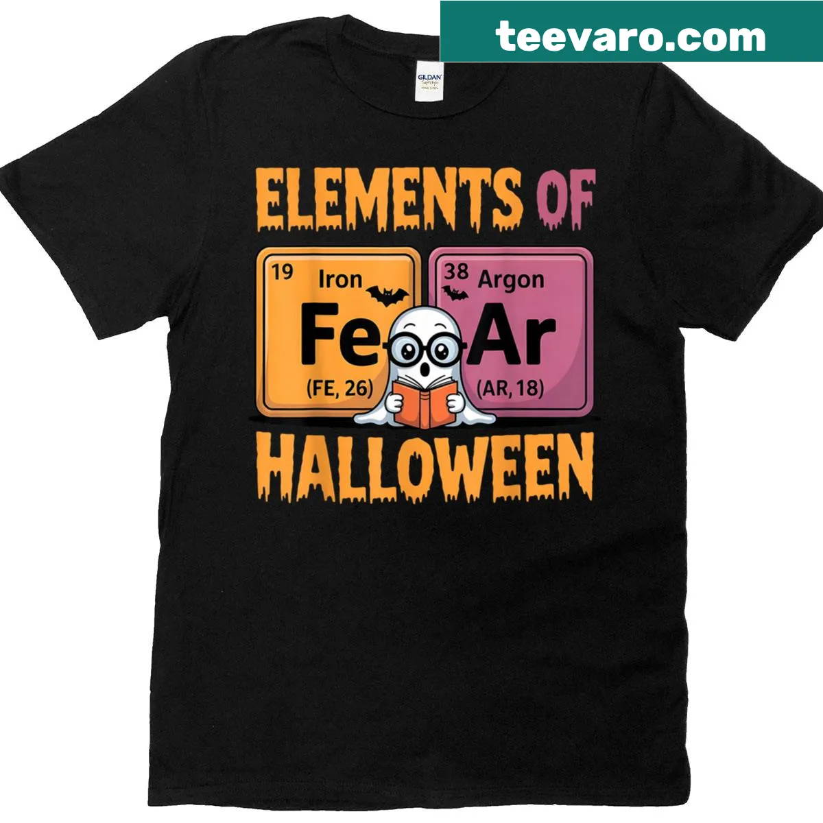 Chemistry-themed Halloween t-shirt with humorous typography — on a men's t-shirt