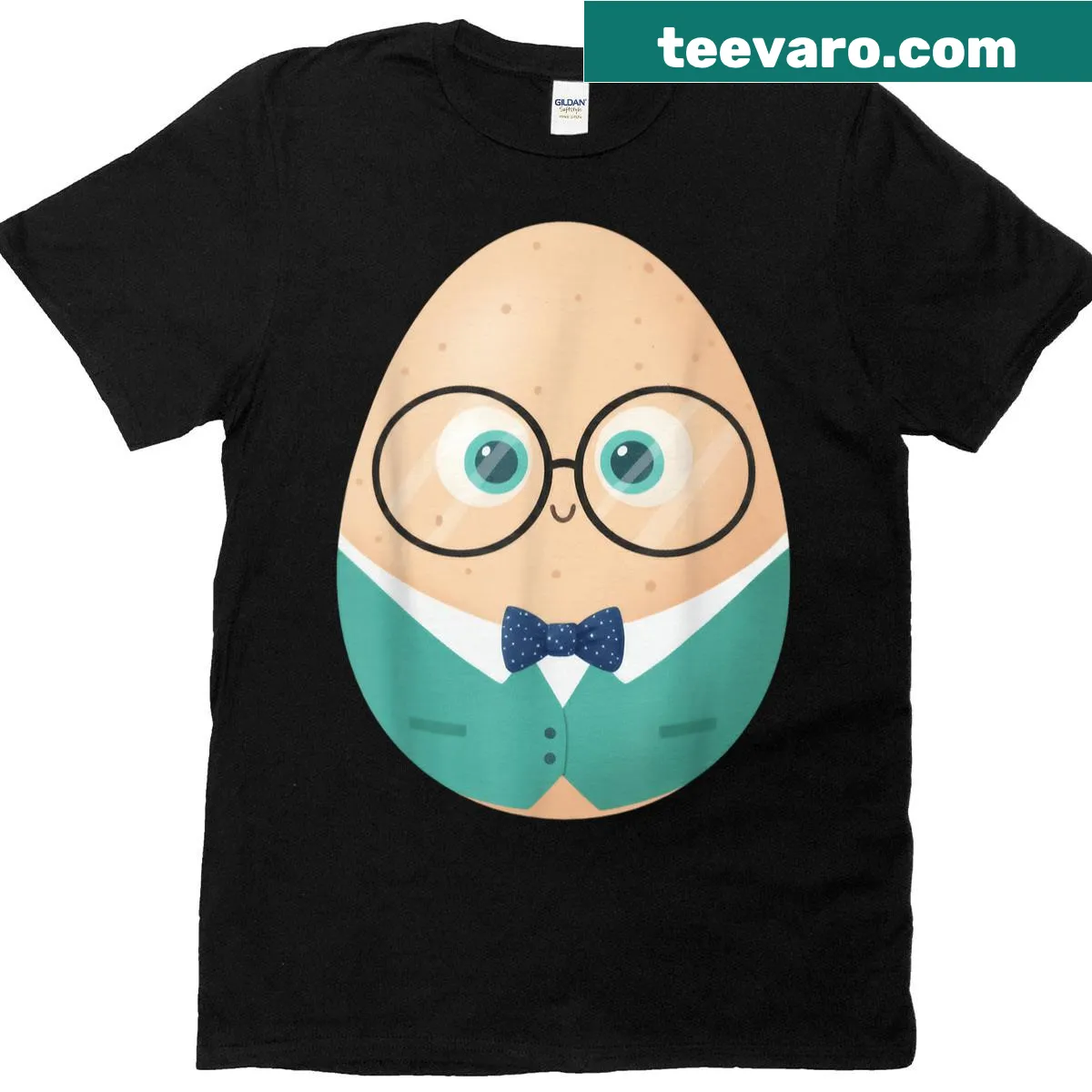 Cute Good Egg Teacher shirt for Halloween with food group graphic — on a men's t-shirt