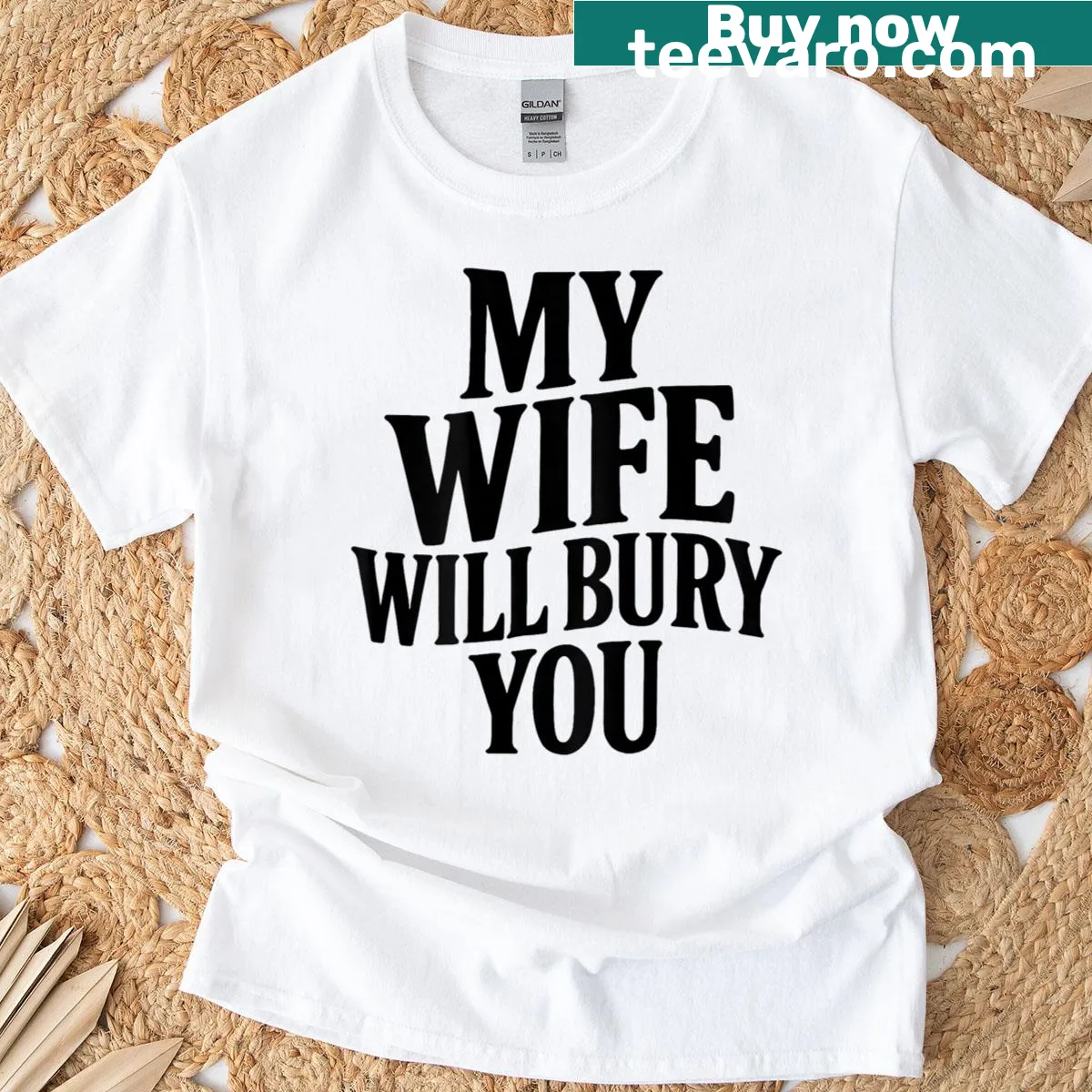 Sarcastic husband quote on a funny T-shirt design — on a men's t-shirt