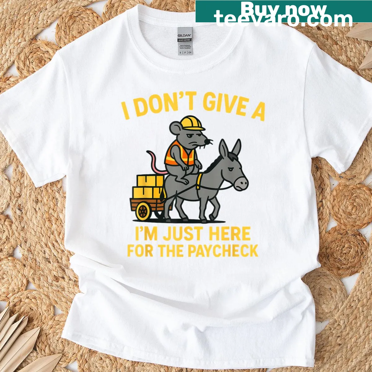 Funny typography T-shirt with a humorous message for blue collar workers — on a men's t-shirt