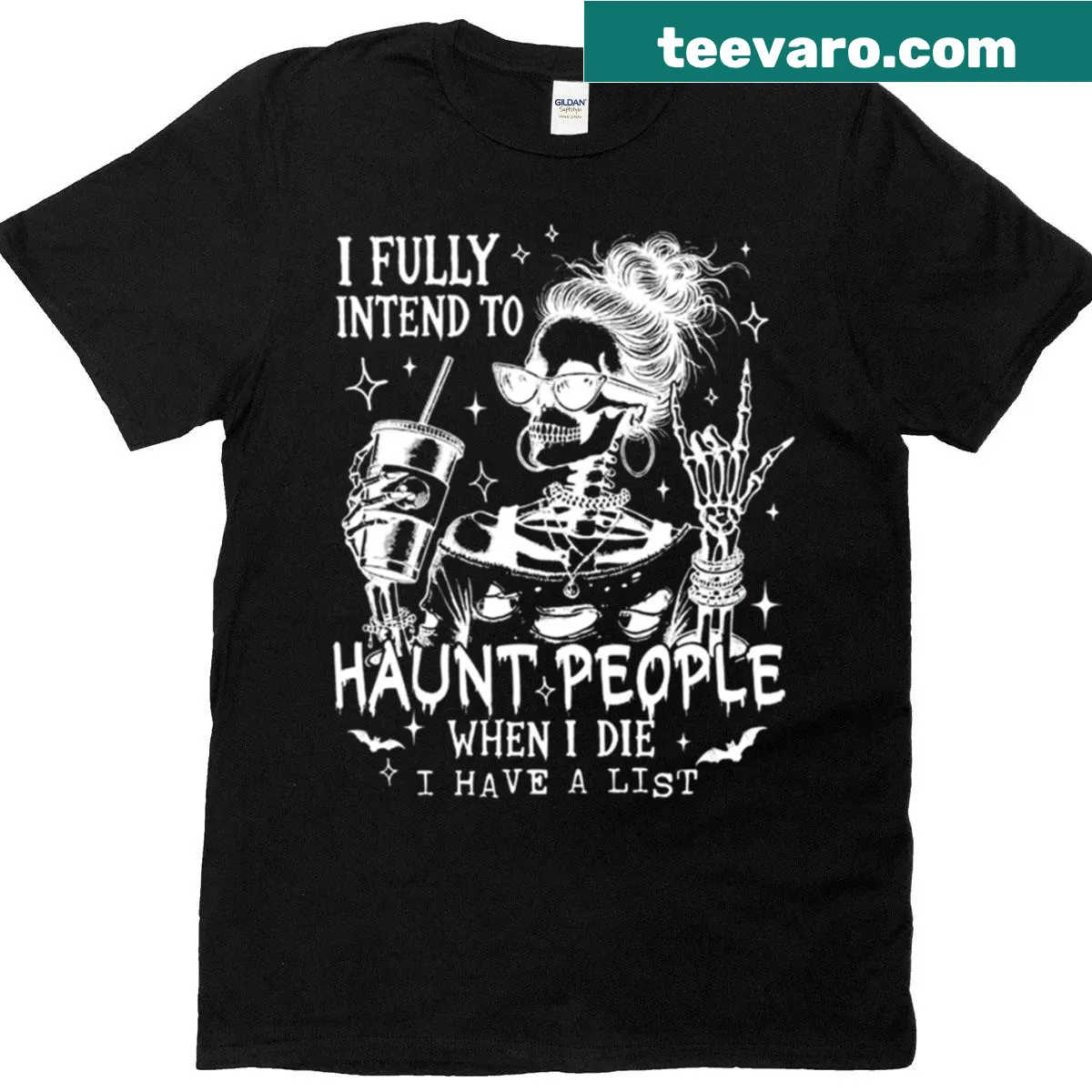 Funny Halloween mom t-shirt with skeleton and humorous text — on a men's t-shirt